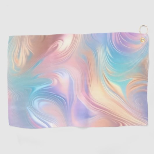 Serviette De Golf Tendance pastel rose bleu jaune abstrait vagues (Horizontal)