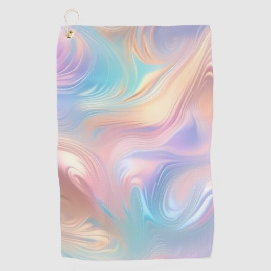 Serviette De Golf Tendance pastel rose bleu jaune abstrait vagues (Devant)
