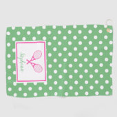 Serviette De Golf Tennis de Preppy rose et vert (Horizontal)