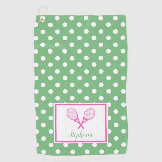 Serviette De Golf Tennis de Preppy rose et vert (Devant)