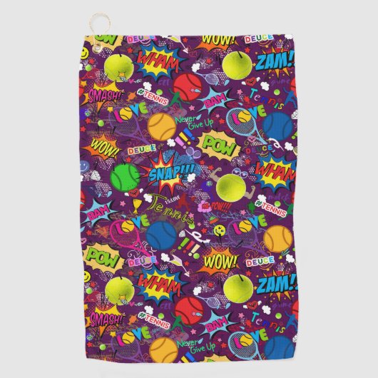 Serviette De Golf 🎾 Tennis écotique 🎾 motif violet (Devant)