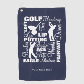 Serviette De Golf Terminologie du golf Fun Golfers Personnalisé (Devant)