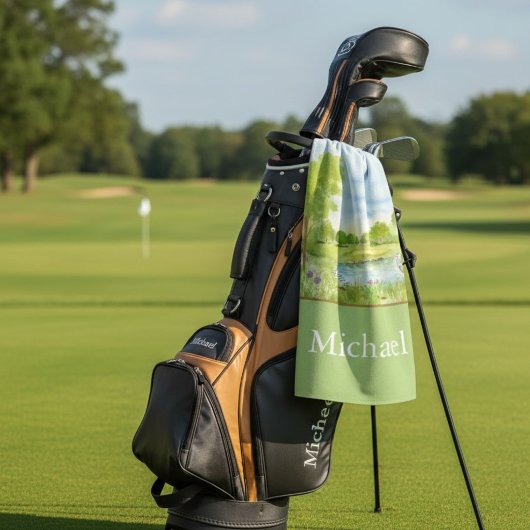 Serviette De Golf Terrain de golf monogrammé avec Héron