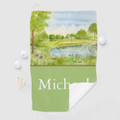 Serviette De Golf Terrain de golf monogrammé avec Héron (En situation)
