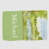 Serviette De Golf Terrain de golf monogrammé avec Héron (Horizontal)