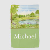 Serviette De Golf Terrain de golf monogrammé avec Héron (Devant)