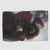 Serviette De Golf Terre-Neuve avec Noël Festif du Père Noël (Horizontal)