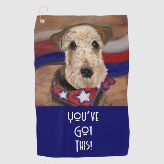 SERVIETTE DE GOLF TERRIER AIREDALE        (Devant)