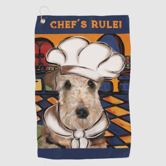 SERVIETTE DE GOLF TERRIER AIREDALE        (Devant)