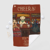 SERVIETTE DE GOLF TERRIER AIREDALE  & AMIS       (En situation)