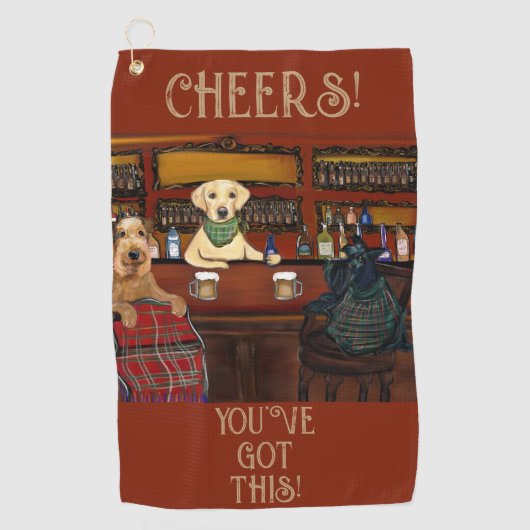 SERVIETTE DE GOLF TERRIER AIREDALE  & AMIS       (Devant)
