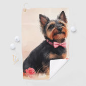 Serviette De Golf Terrier Australien avec des Roses - Saint-Valentin (En situation)