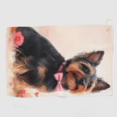 Serviette De Golf Terrier Australien avec des Roses - Saint-Valentin (Horizontal)