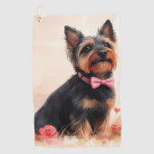 Serviette De Golf Terrier Australien avec des Roses - Saint-Valentin (Devant)