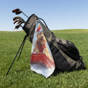 Serviette De Golf Terrier Australien dans un traîneau Laissez tomber