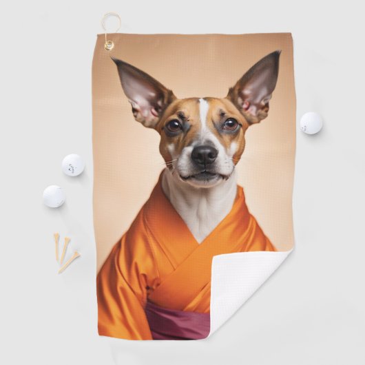 Serviette De Golf Terrier brésilien bouddhiste (En situation)