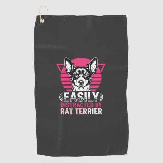 Serviette De Golf Terrier Rat Facilement Distrait Chien Rétro (Devant)