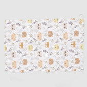 Serviette De Golf Tête D'Animal Adorable Et Motif Floral (Horizontal)