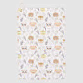 Serviette De Golf Tête D'Animal Adorable Et Motif Floral (Devant)