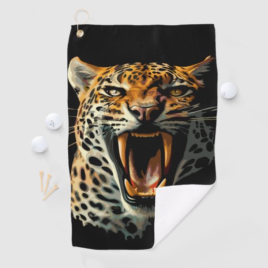 Serviette De Golf Tête d'attaque du léopard (En situation)
