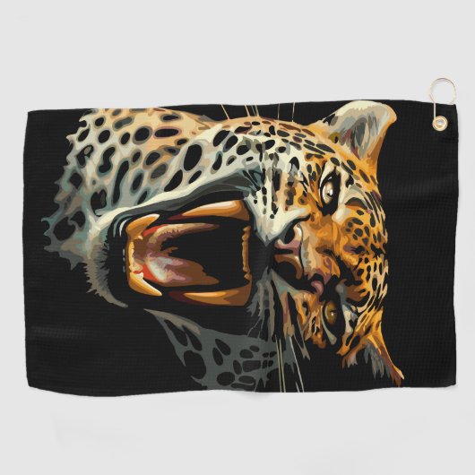 Serviette De Golf Tête d'attaque du léopard (Horizontal)