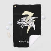 Serviette De Golf Tête De Tigre Blanc Et Arrière - plan Noir De Tonn (En situation)