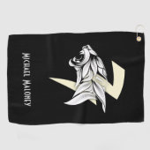 Serviette De Golf Tête De Tigre Blanc Et Arrière - plan Noir De Tonn (Horizontal)