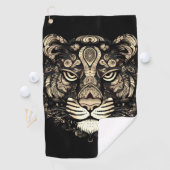 Serviette De Golf Tête de Tigre Doré  (En situation)