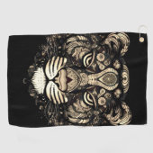 Serviette De Golf Tête de Tigre Doré  (Horizontal)