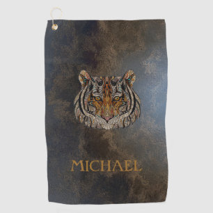 Serviette De Golf Tête de tigre, visage, aspect cuir 