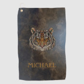 Serviette De Golf Tête de tigre, visage, look cuir (Devant)