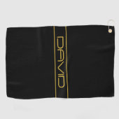 Serviette De Golf Texte doré et bandes de lignes élégantes et modern (Horizontal)
