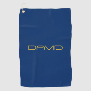 Serviette De Golf Texte élégant modifiable Or et bleu marine