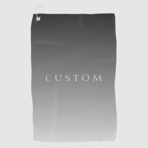 Serviette De Golf Texte élégant sur un dégradé ombré gris simple mod