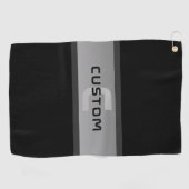Serviette De Golf Texte en calques personnalisable moderne | Noir et (Horizontal)