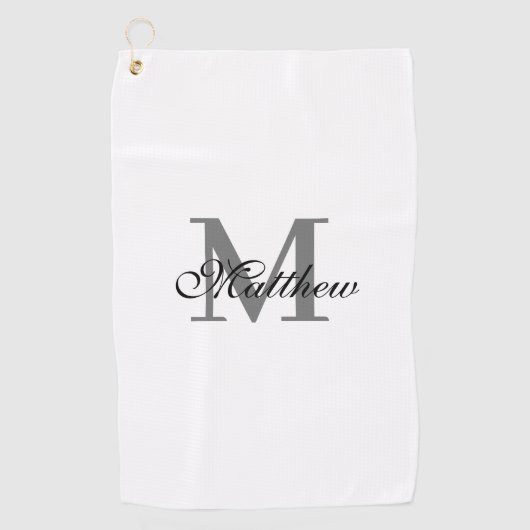 Serviette De Golf Texte initial et nom personnalisé (Devant)