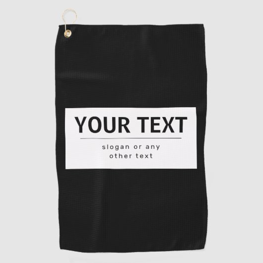 Serviette De Golf Texte modifiable moderne en gras | Noir & Blanc (Devant)