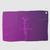 Serviette De Golf Texte monogramme modifiable moderne & Ombre violet (Horizontal)