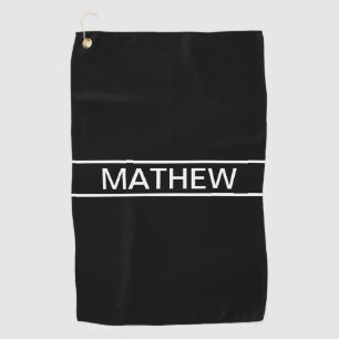 Serviette De Golf Texte personnalisable Bold Modern Black & White
