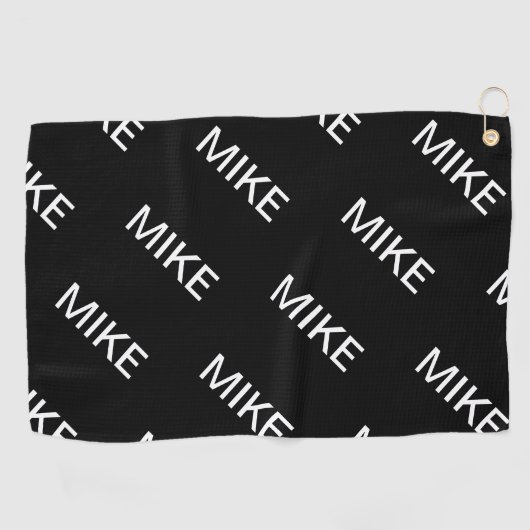 Serviette De Golf Texte personnalisable | Bold Modern Black & White (Horizontal)