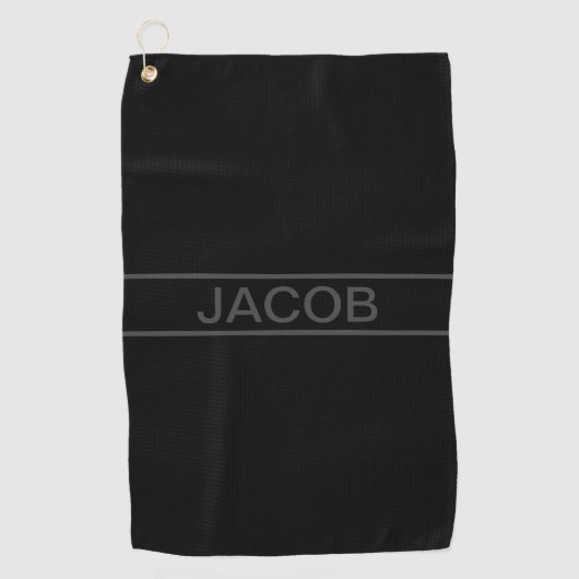 Serviette De Golf Texte personnalisable | Gras moderne noir et gris  (Devant)