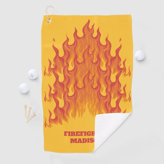 Serviette De Golf Texte personnalisé Pompier (En situation)