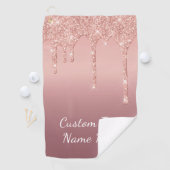 Serviette De Golf Texte personnalisé Rose Gold Parties scintillant G (En situation)