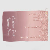 Serviette De Golf Texte personnalisé Rose Gold Parties scintillant G (Horizontal)