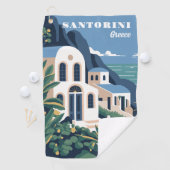Serviette De Golf Texte personnalisé Santorin Grèce (En situation)