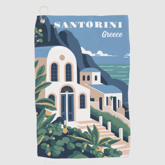 Serviette De Golf Texte personnalisé Santorin Grèce (Devant)