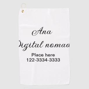 Serviette De Golf Texte simple minimal ajoutez votre nom lieu ville