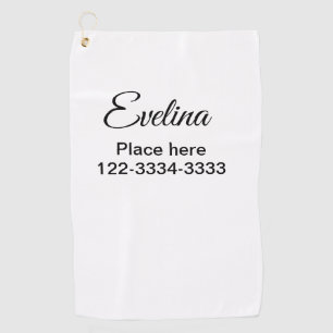 Serviette De Golf Texte simple minimal ajoutez votre nom lieu ville