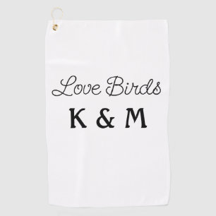 Serviette De Golf texte simple minimaliste ajoutez votre nom oiseaux