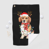 Serviette De Golf The Beagle Christmas Reindeer Christmas Lights (En situation)